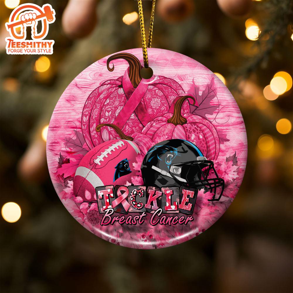 Carolina Panthers  Breast Cancer And Sport Team Ceramic Ornament  – Breast Cancer Ornament