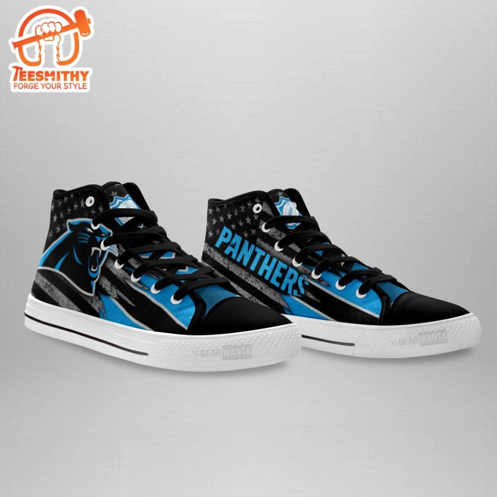 Carolina Panthers High Top Shoes Custom American Flag Sneakers