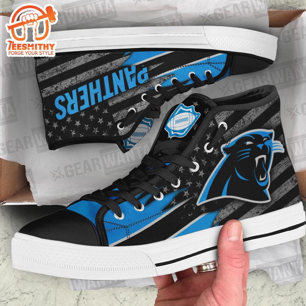 Carolina Panthers High Top Shoes Custom American Flag Sneakers