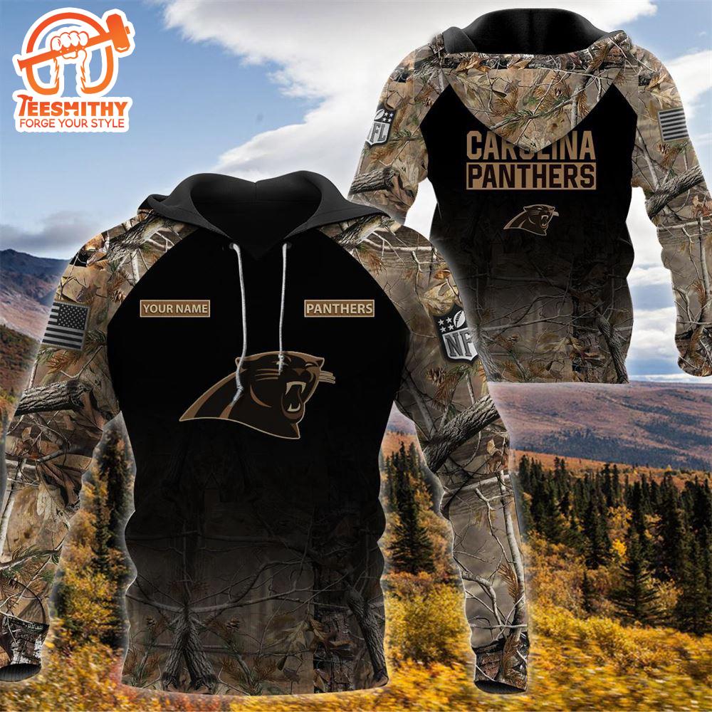 Carolina Panthers Personalized Your Name Hunting Camo Hoodie  Gift Christmas