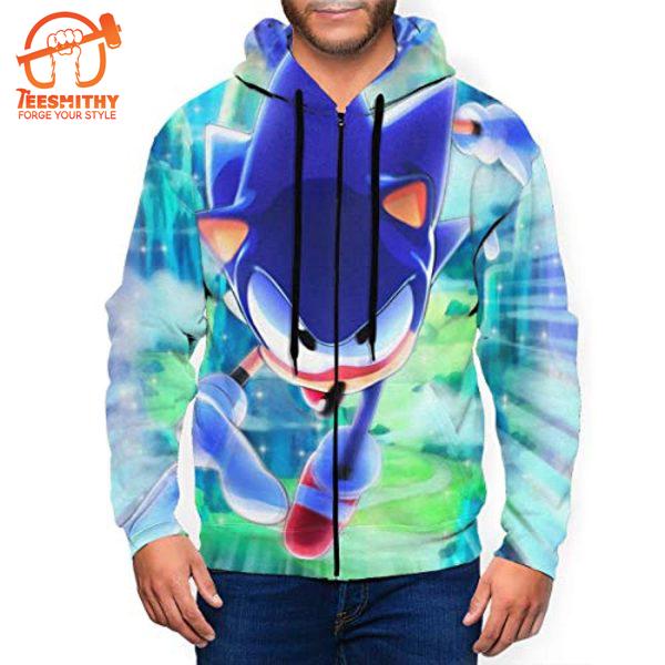 Cartoon Games Sonic – Sonic The Hedgehog Zip Up All Over Print Hoodie