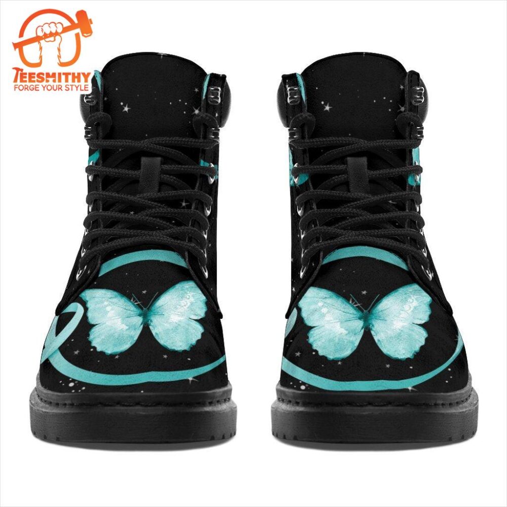 Cervical Cancer Awareness Boots Ribbon Butterfly Shoes