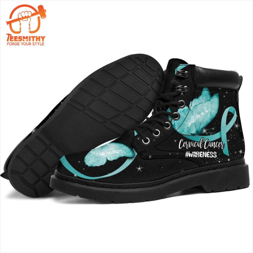 Cervical Cancer Awareness Boots Ribbon Butterfly Shoes