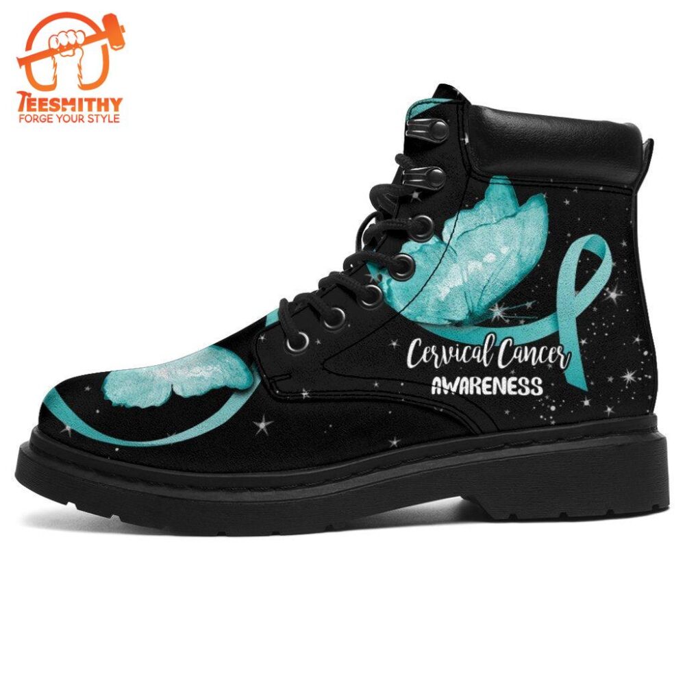 Cervical Cancer Awareness Boots Ribbon Butterfly Shoes