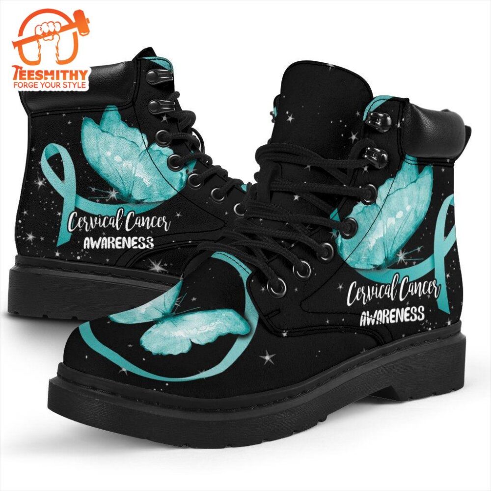 Cervical Cancer Awareness Boots Ribbon Butterfly Shoes