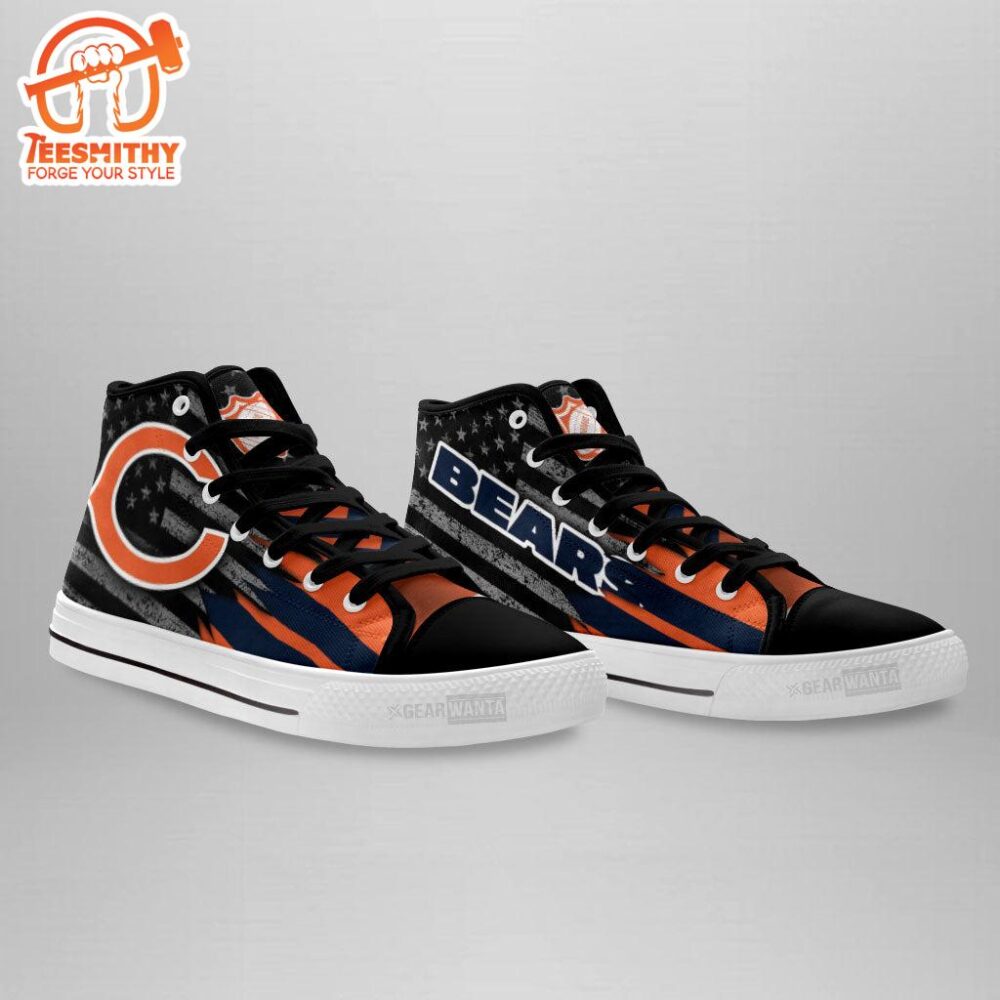 Chicago Bears High Top Shoes Custom American Flag Sneakers