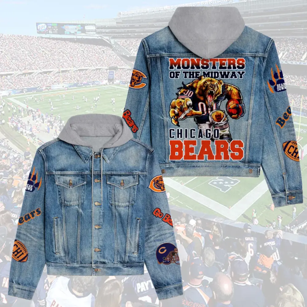 Chicago Bears Premium Hooded Denim Jacket