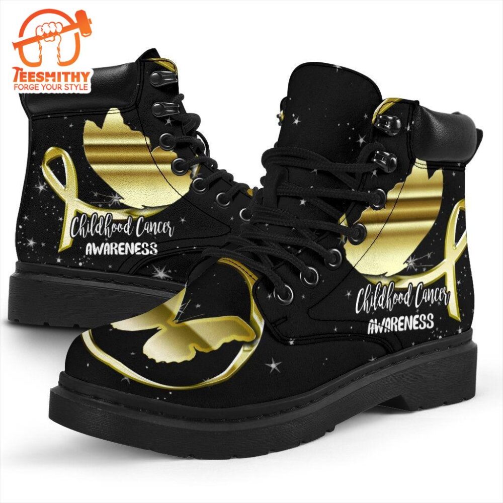 Childhood Cancer Awareness Boots Ribbon Butterfly Shoes