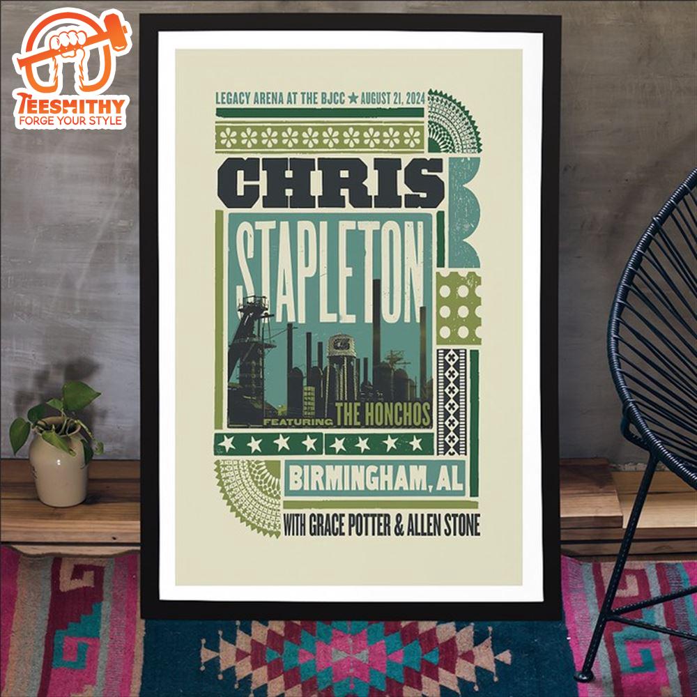 Chris Stapleton Tour In Birmingham AL On August 21 2024 Poster Canvas