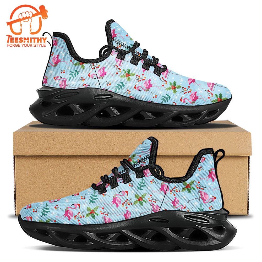 Christmas Flamingo Pink Print Pattern Black Max Soul Shoes   Gift Christmas