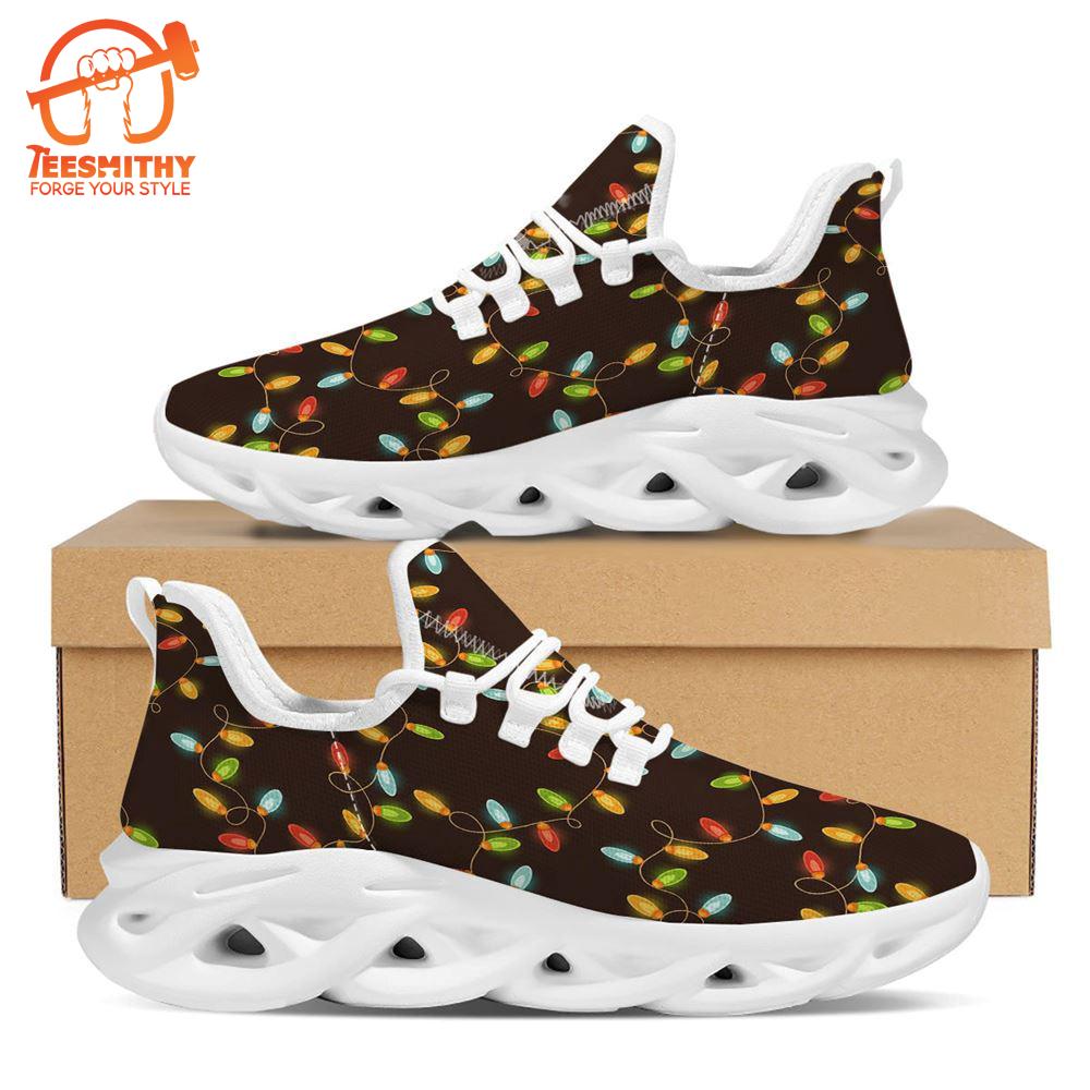 Christmas Lights Print Pattern White Max Soul Shoes   Gift Christmas