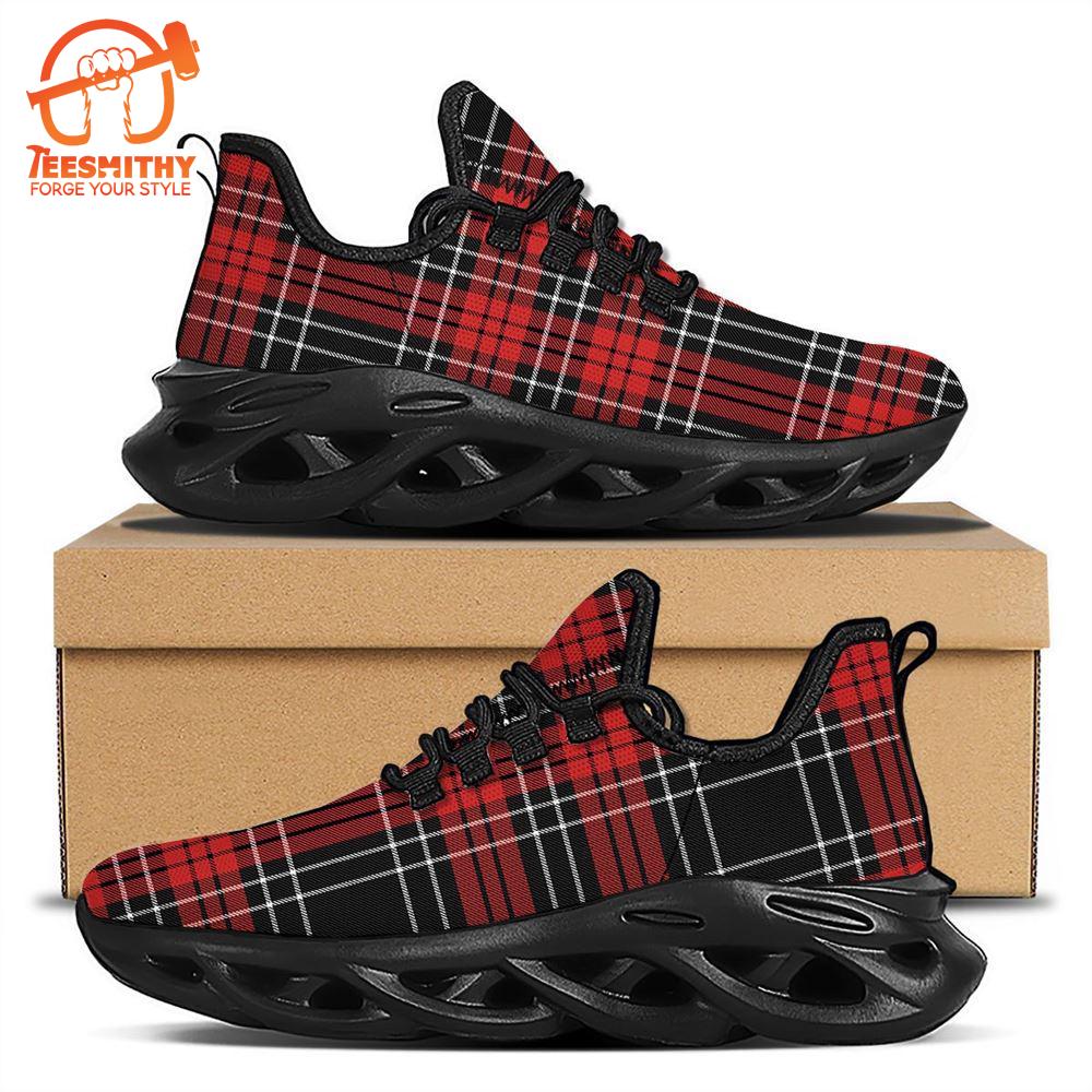 Christmas Red Plaid Scottish Black Max Soul Shoes   Gift Christmas