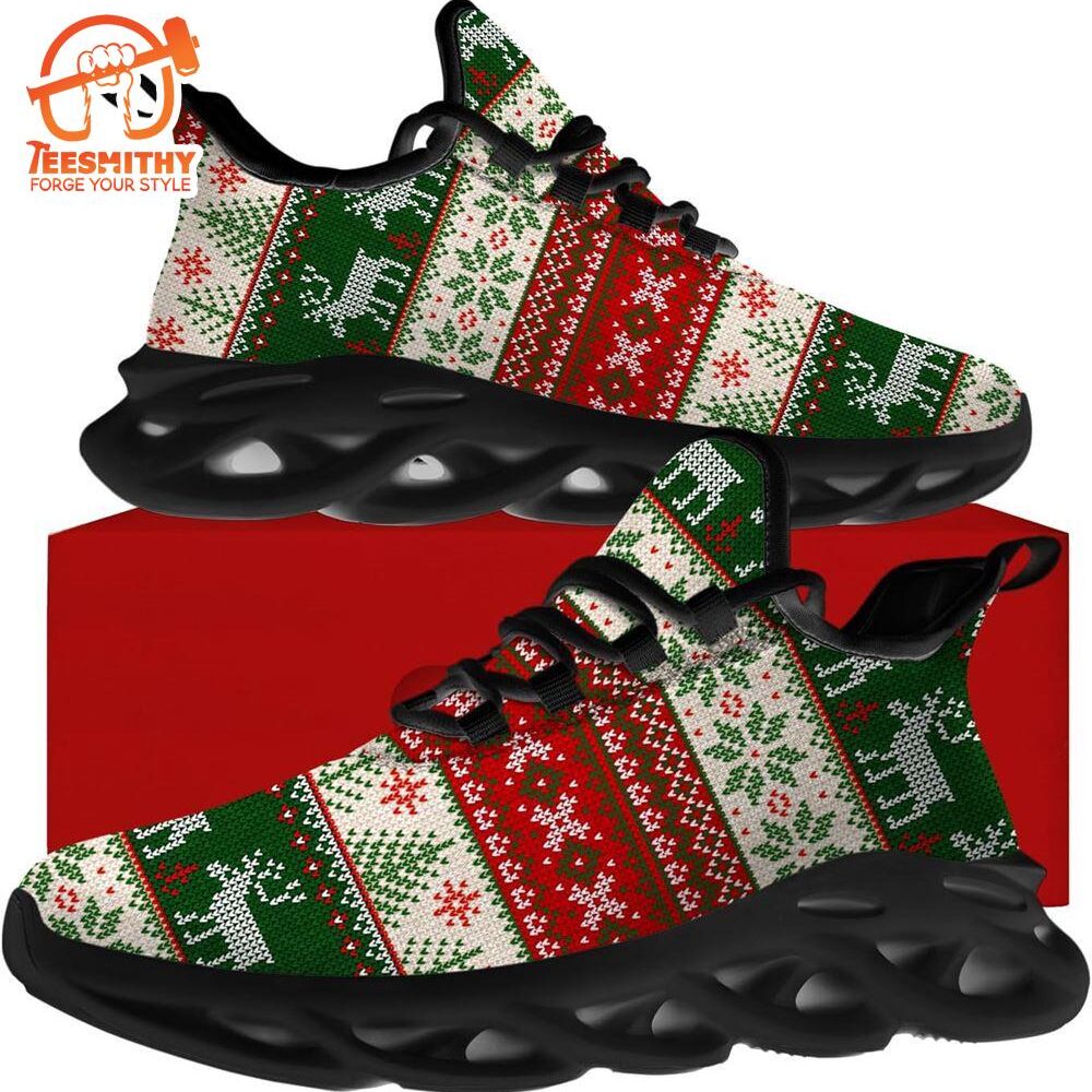 Christmas Running Shoes, Christmas Reindeer Pattern Max Soul Shoes   Gift Christmas