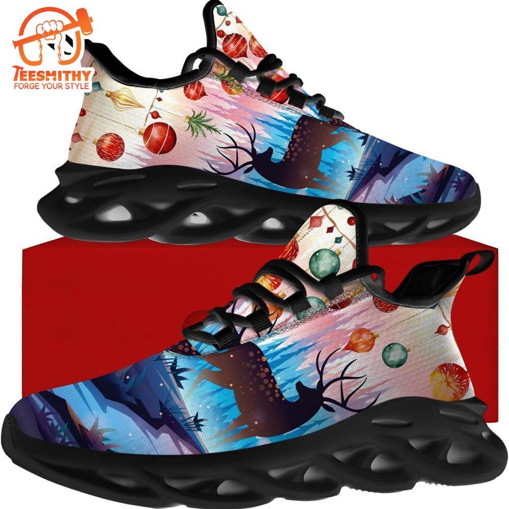 Christmas Running Shoes, Decorating The Pine Forest On Christmas Night Max Soul Shoes   Gift Christmas