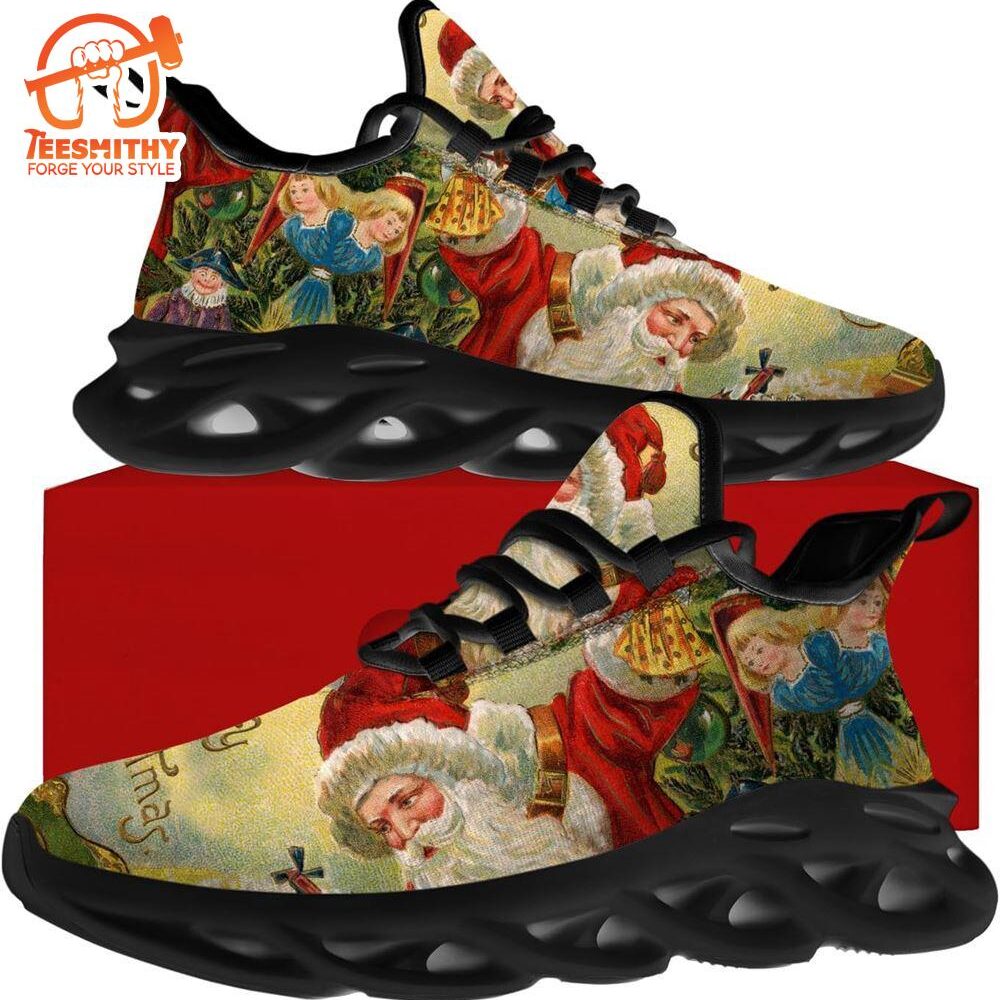 Christmas Running Shoes, Santa Claus And The Children Merry Christmas Max Soul Shoes   Gift Christmas