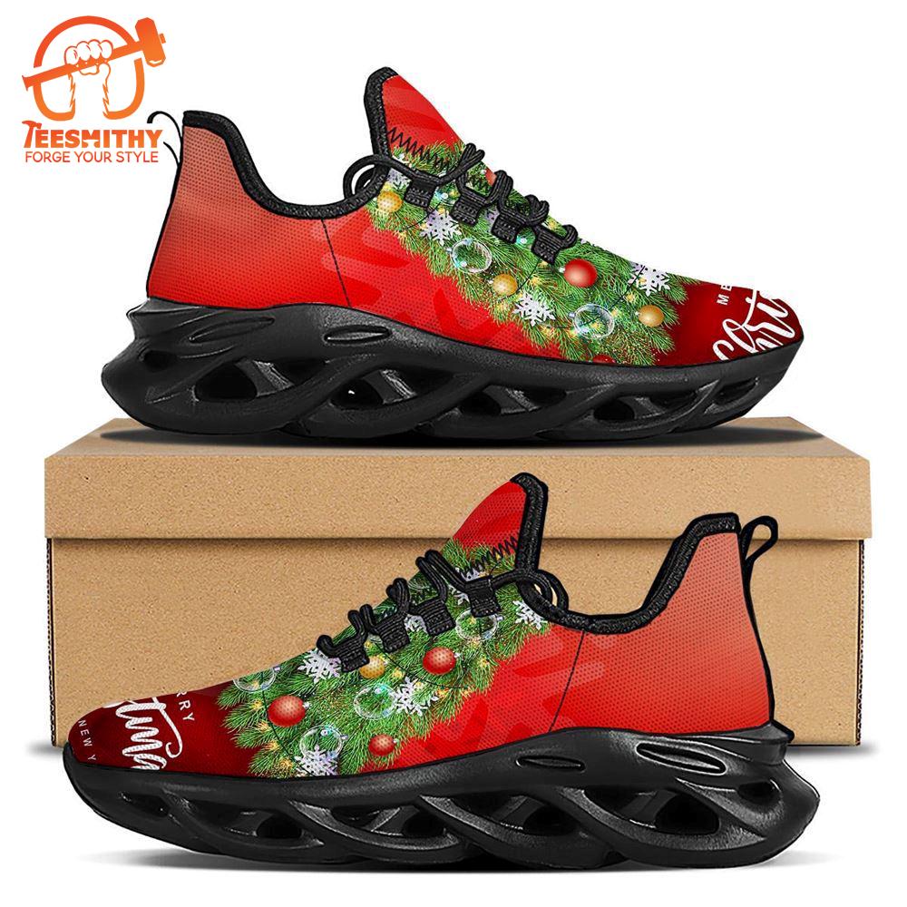 Christmas Tree Print Black Max Soul Shoes   Gift Christmas