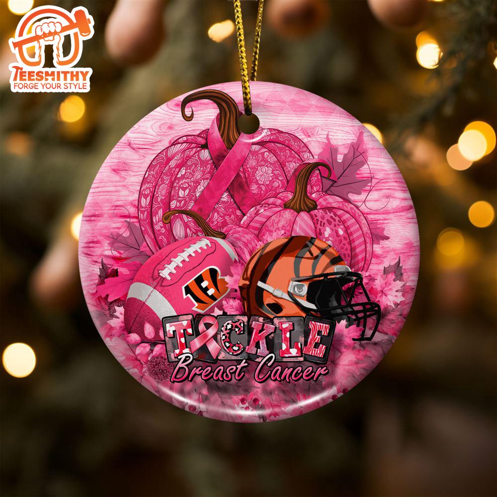 Cincinnati Bengals  Breast Cancer And Sport Team Ceramic Ornament  – Breast Cancer Ornament