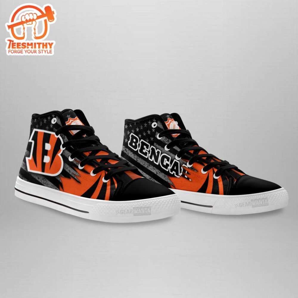 Cincinnati Bengals High Top Shoes Custom American Flag Sneakers