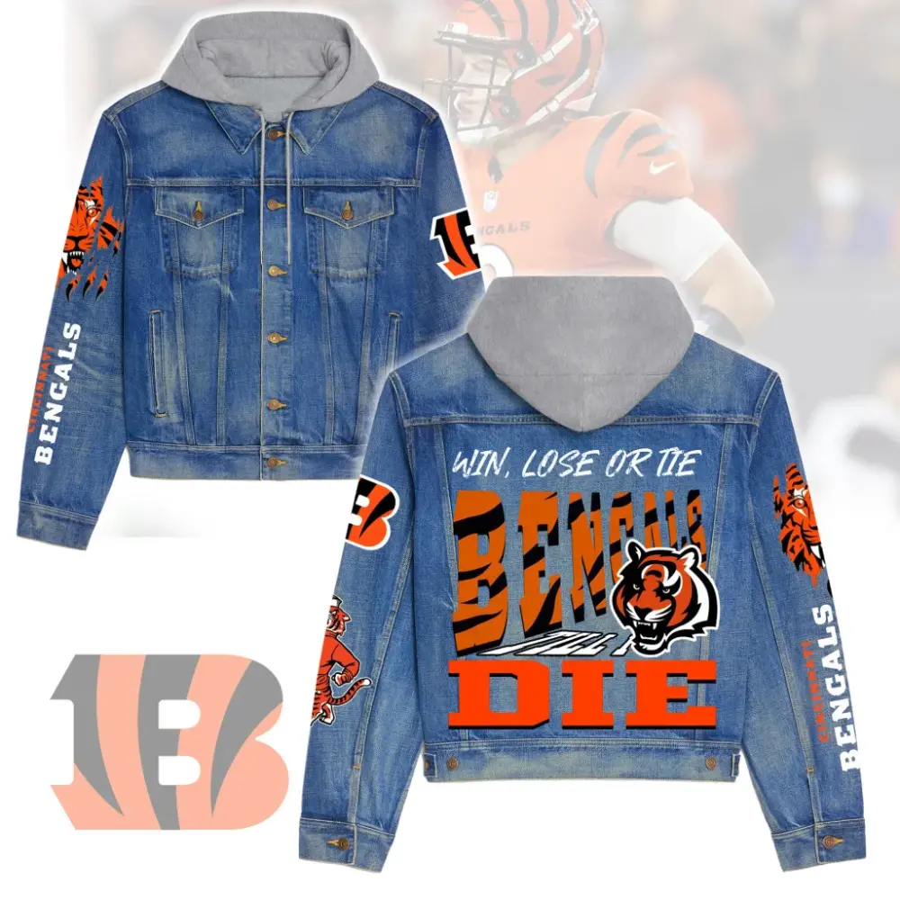 Cincinnati Bengals Premium Hooded Denim Jacket V1