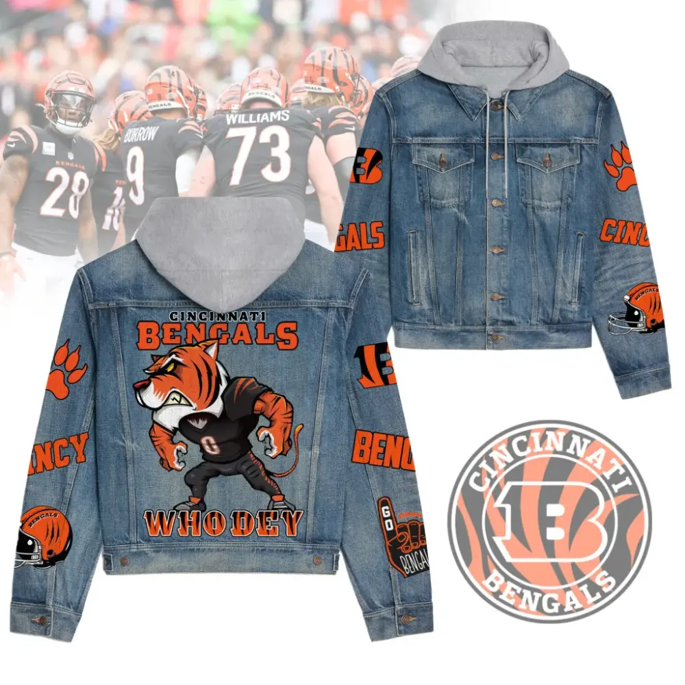 Cincinnati Bengals Premium Hooded Denim Jacket