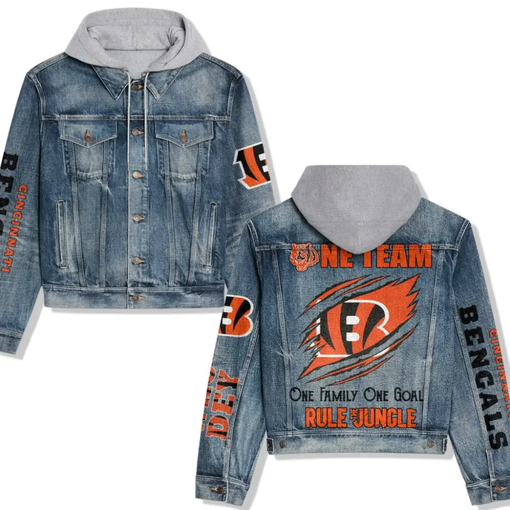 Cincinnati Bengals Premium Hooded Denim Jacket