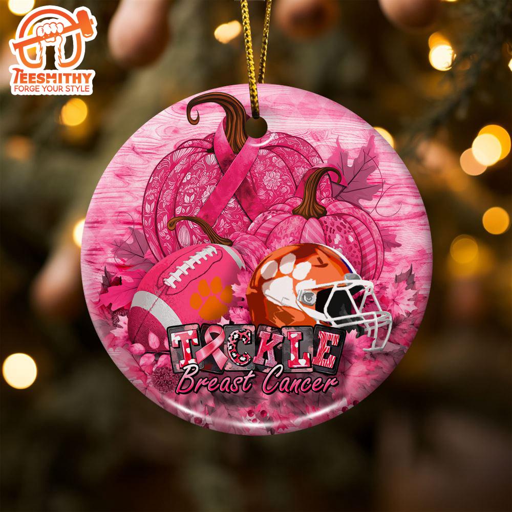 Clemson Tigers  Breast Cancer And Sport Team Ceramic Ornament – Breast Cancer Ornament