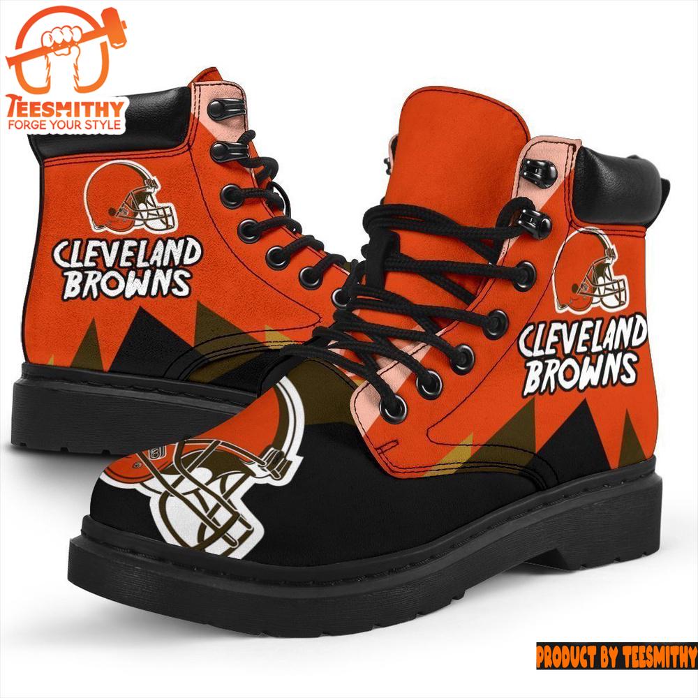 Cleveland Browns All Season Boots  Casual Shoes  Vegan Leather Custom Boot Shoes