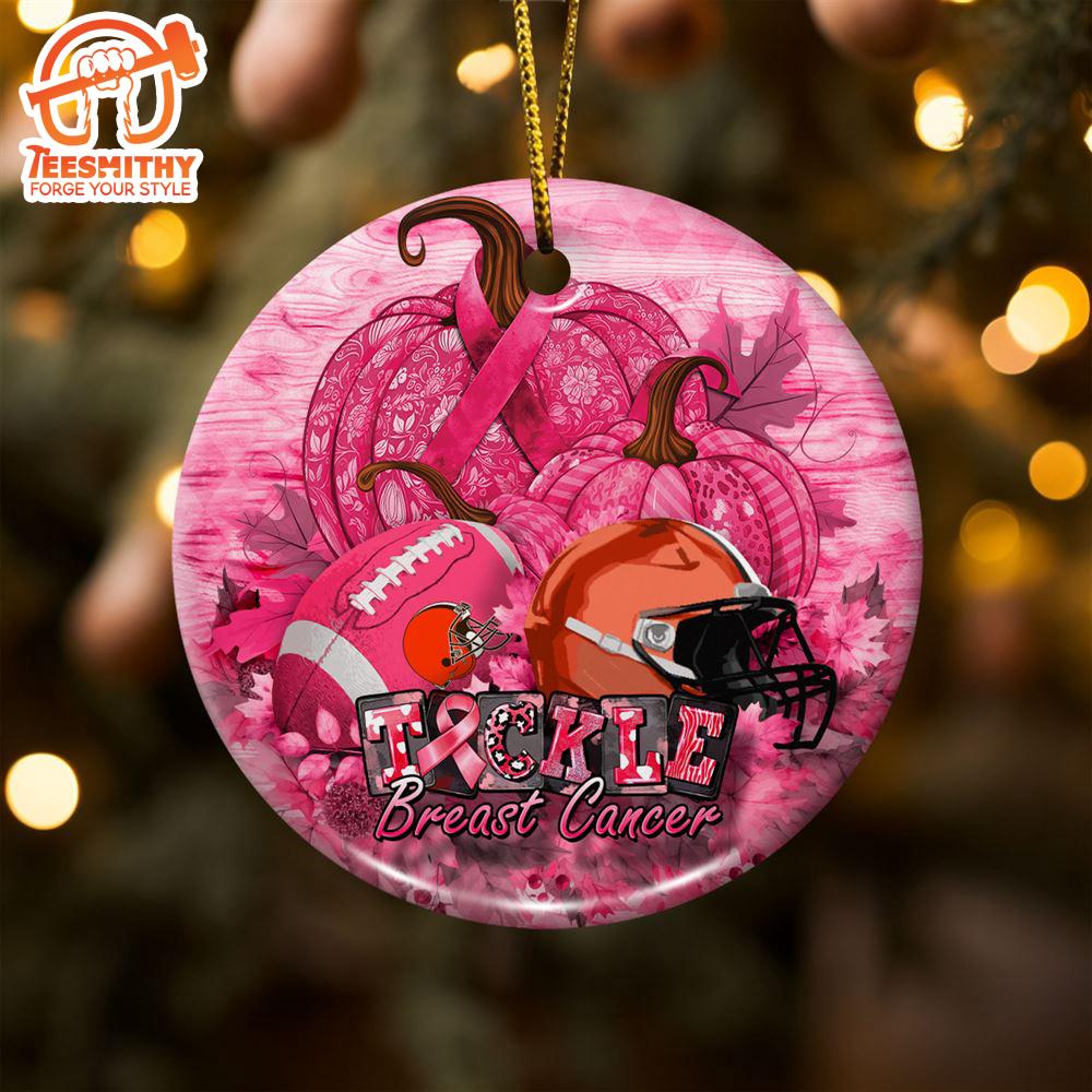 Cleveland Browns  Breast Cancer And Sport Team Ceramic Ornament  – Breast Cancer Ornament