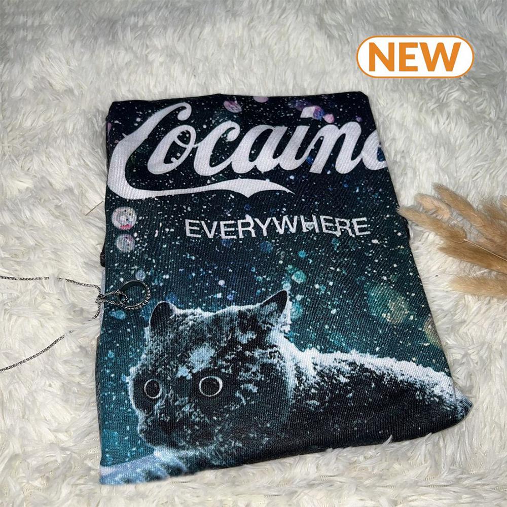 Cocaine Everywhere Cat With Snow   Ugly Christmas Sweater Shirt, Sweatshirt