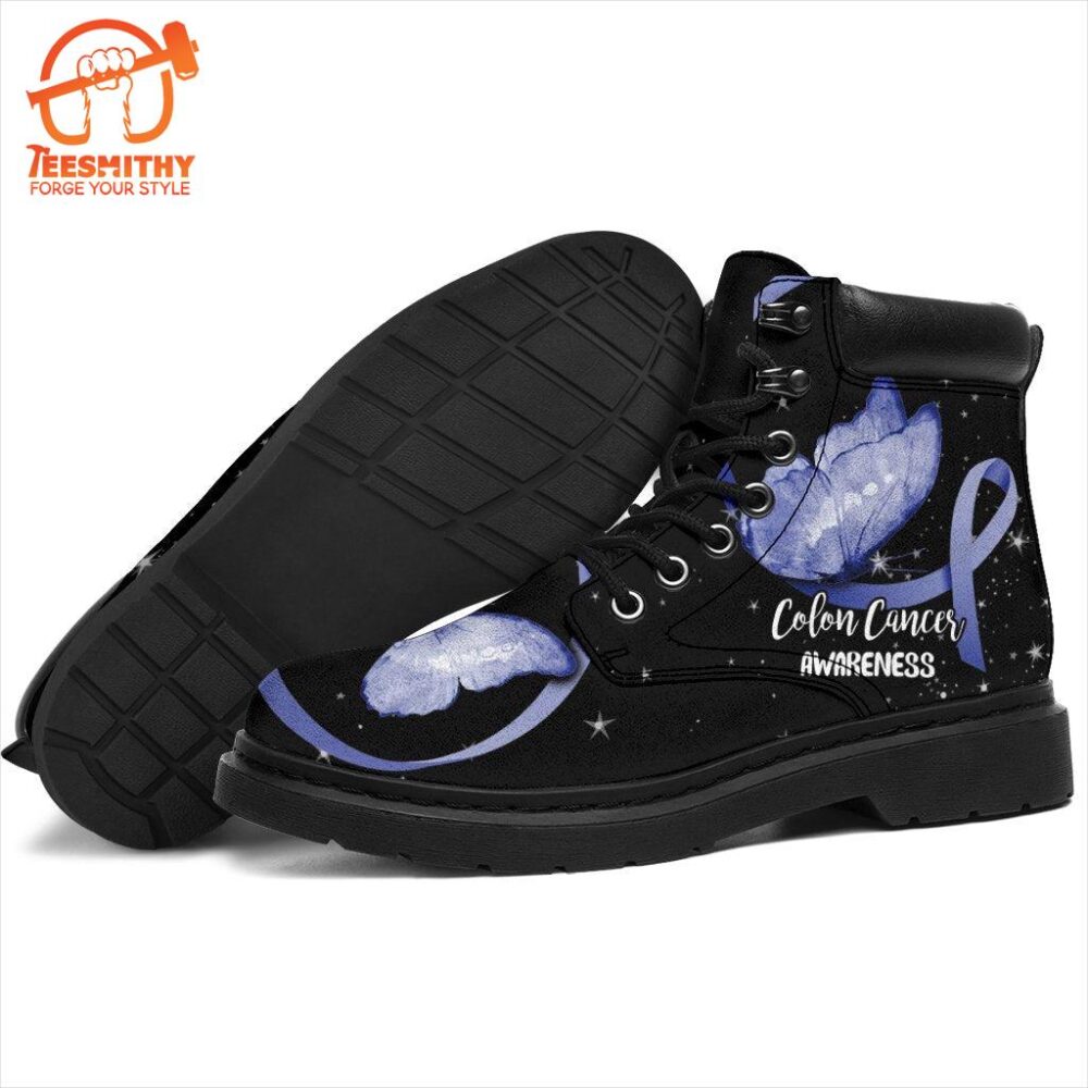 Colon Cancer Awareness Boots Ribbon Butterfly Shoes