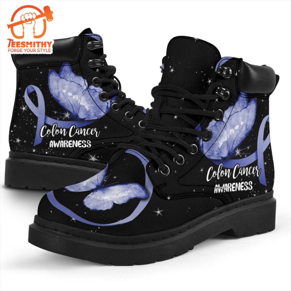 Colon Cancer Awareness Boots Ribbon Butterfly Shoes