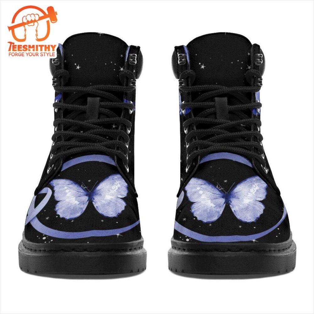 Colon Cancer Awareness Boots Ribbon Butterfly Shoes