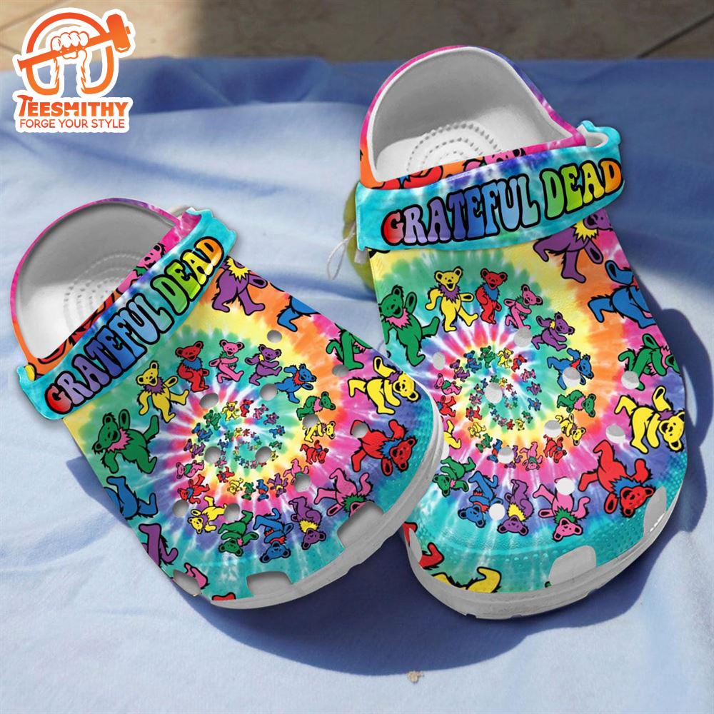 Colorful Grateful Dead Dancing Bears Tie Dye Pattern Clogs