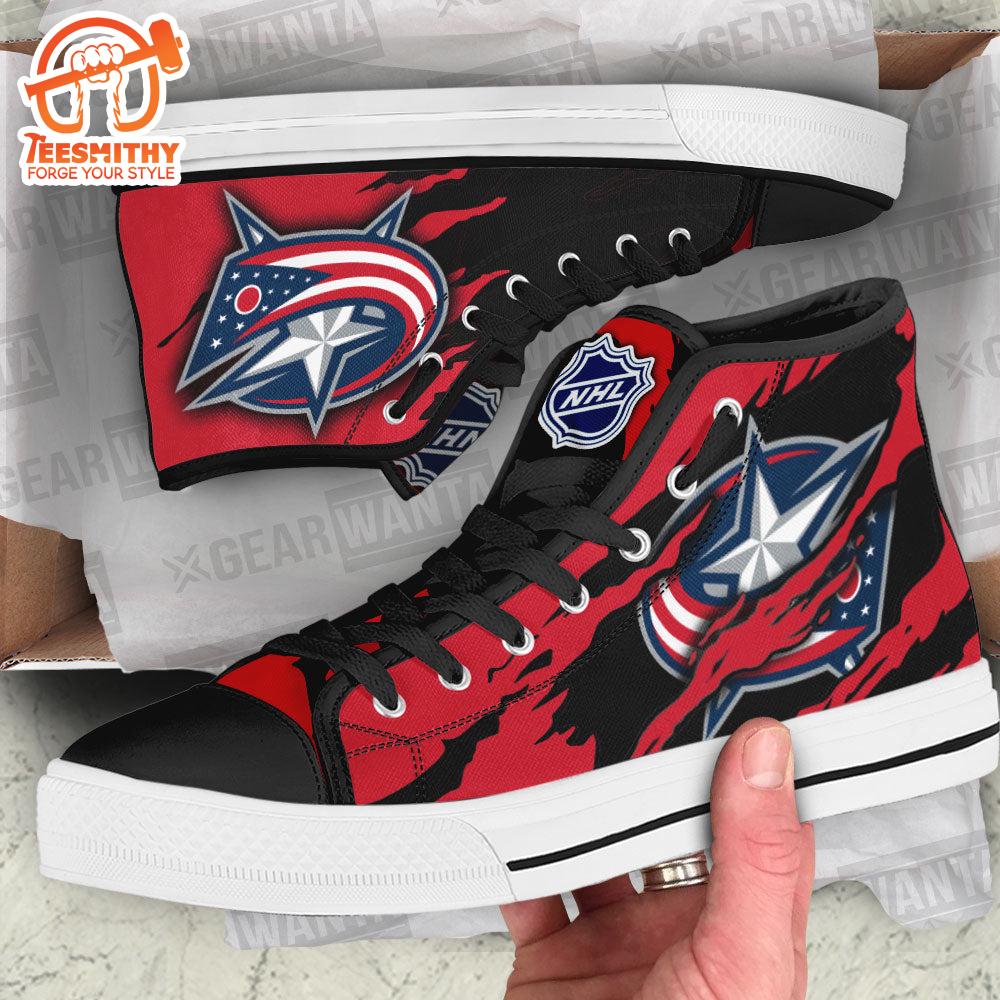 Columbus Blue Jackets High Top Shoes Custom For Fans