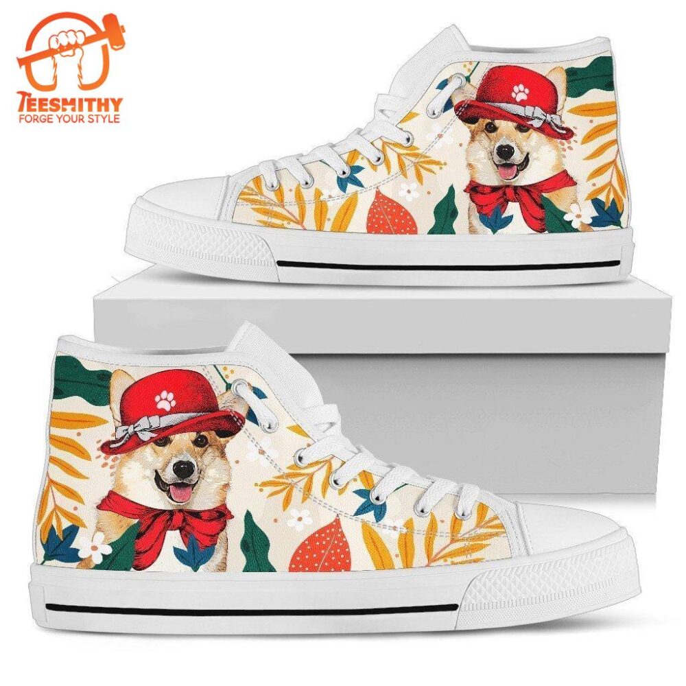 Corgi Dog Sneakers Women High Top Shoes Funny