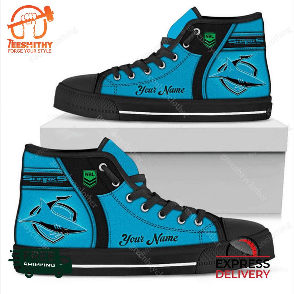 Cronulla Sharks NRL Personalized High Top Canvas Shoes