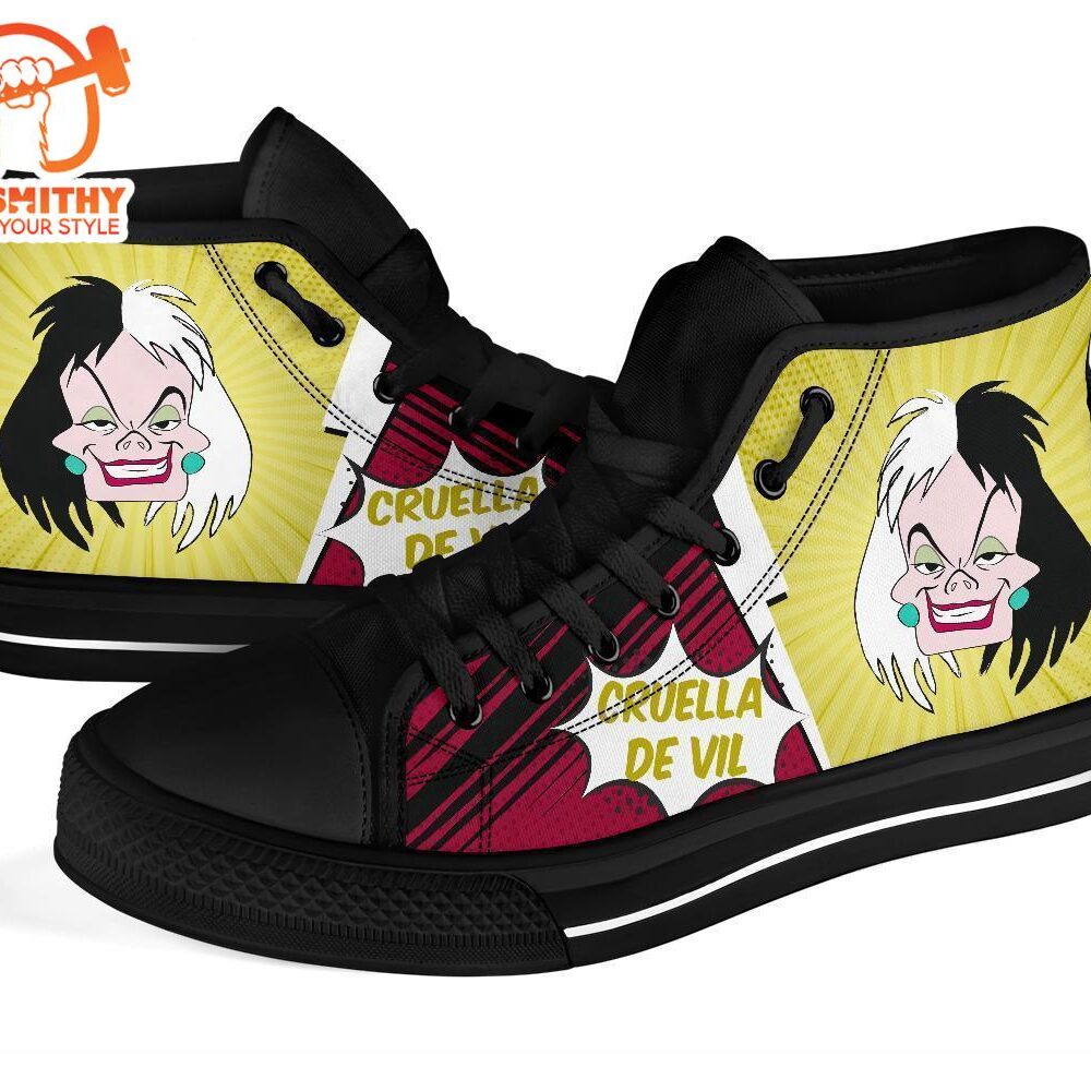 Cruella de Vil Sneakers Villain High Top Shoes Fan