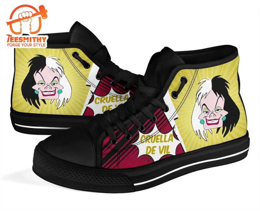 Cruella de Vil Sneakers Villain High Top Shoes Fan