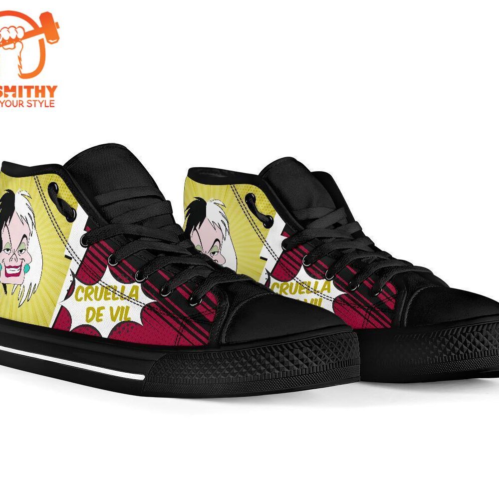 Cruella de Vil Sneakers Villain High Top Shoes Fan