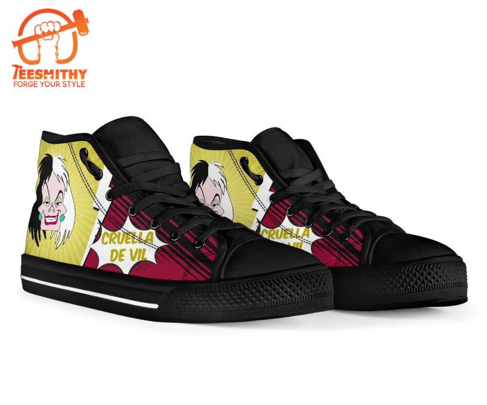 Cruella de Vil Sneakers Villain High Top Shoes Fan