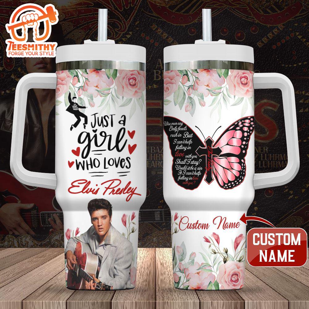 Custom Elvis Presley Flower 40oz Stanley Tumbler