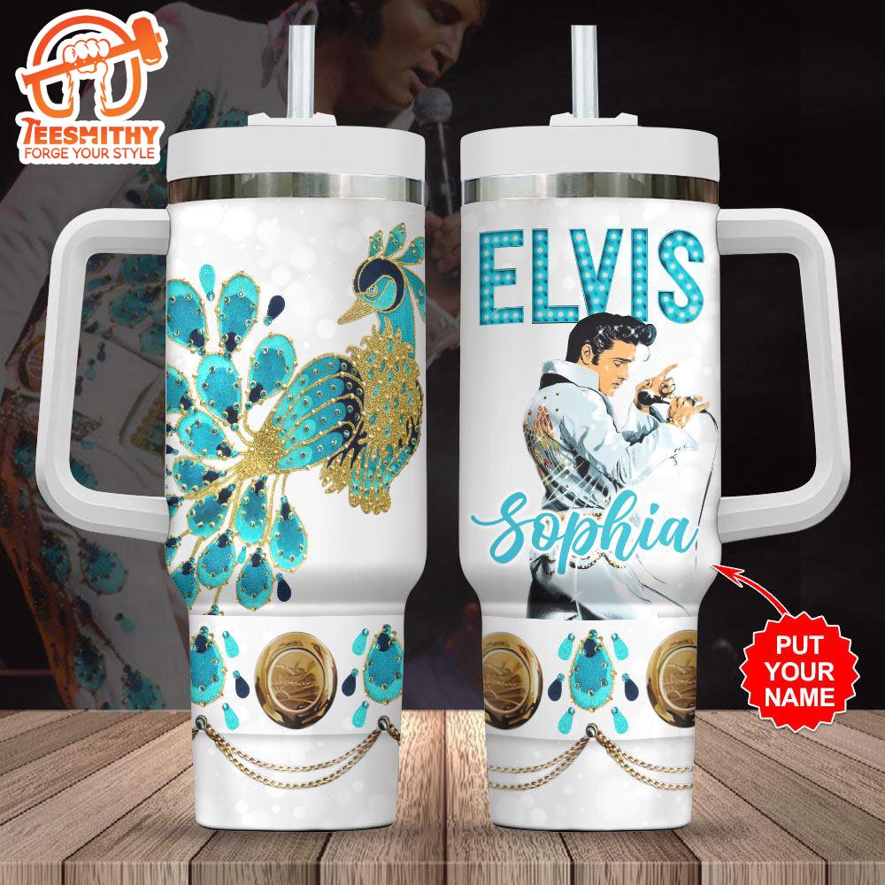 Custom Name Elvis Presley Peacock 40oz Stanley Tumbler