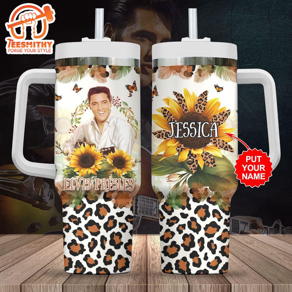 Custom Name Elvis Presley Sunflower 40oz Stanley Tumbler