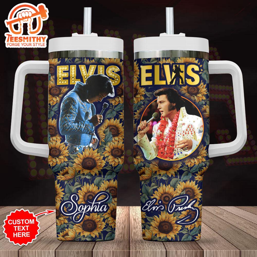 Custom Name Elvis Presley Sunflowers 40oz Stanley Tumbler