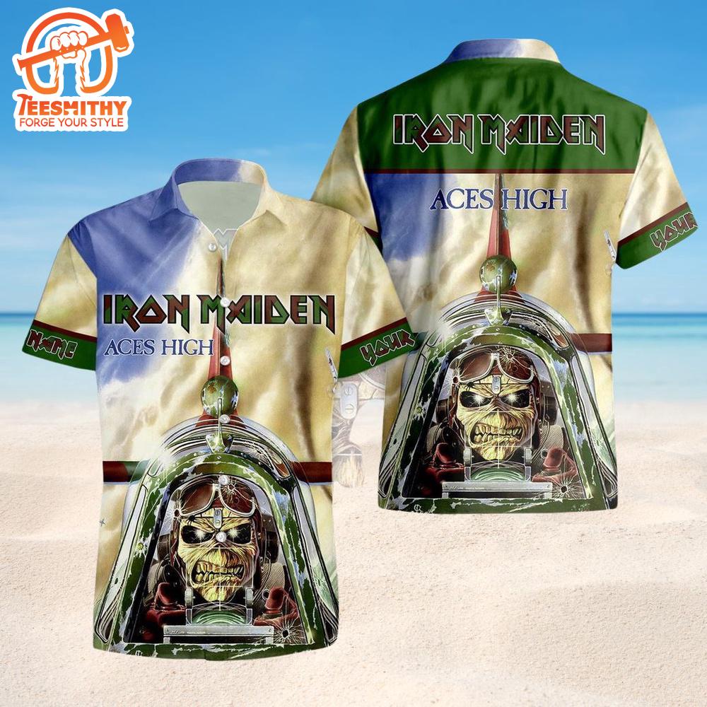 Custom Name Iron Maiden Aces High Short Sleeve Aloha Shirt