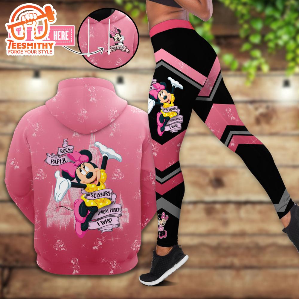 Custom Name Minnie Mouse Rock Paper Hoodie And Leggings Set