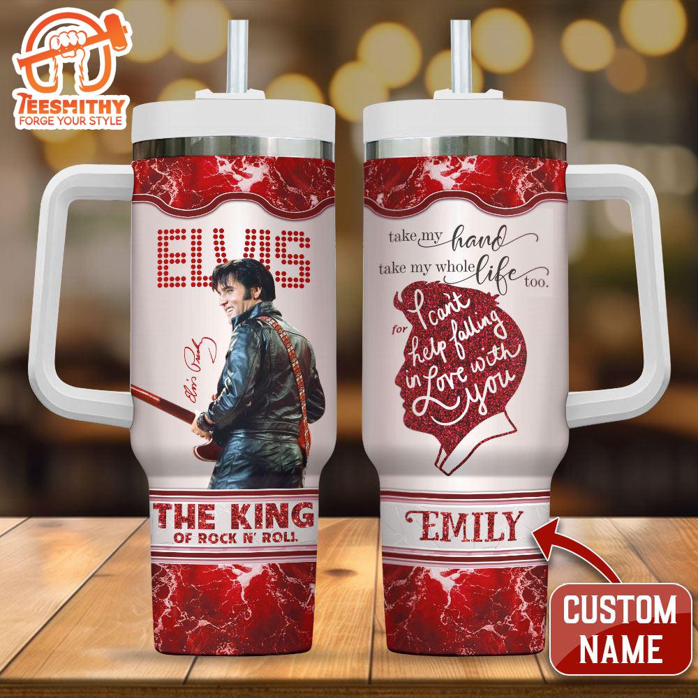 Custom Name RED Elvis Presley Falling In Love 40oz Stanley Tumbler