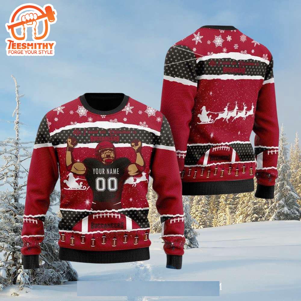 Custom Name Tampa Bay Buccaneers Football Sweater Gift for Christmas