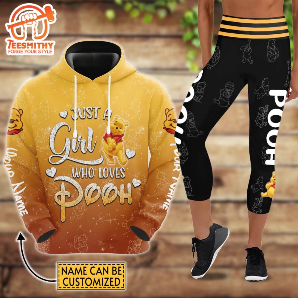 Custom Name Winnie The Pooh Hoodie And Capris Leggings Set