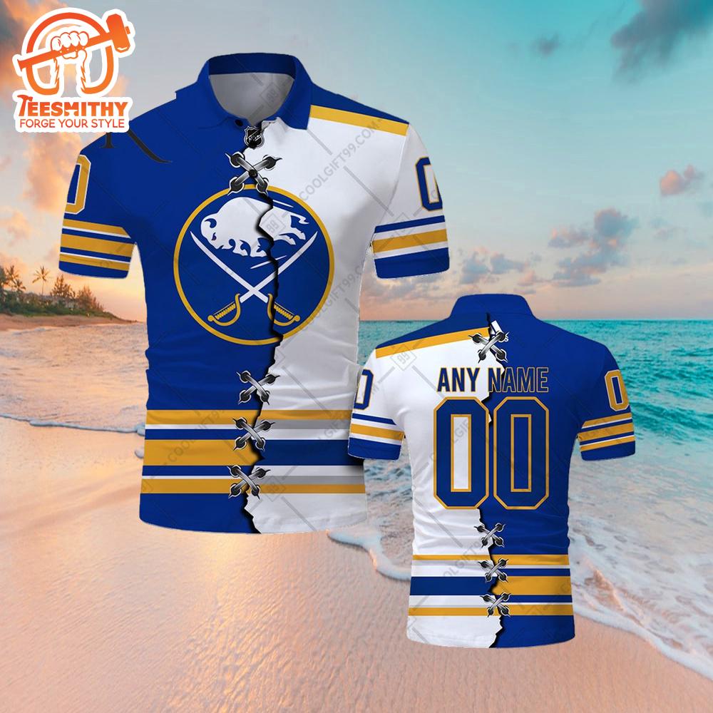 Customized NHL Buffalo Sabres Mix Jersey Style Polo Shirt